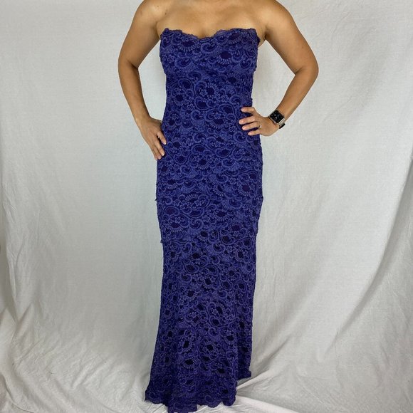 Nicole Miller Dresses & Skirts - Nicole Miller Strapless Indigo Lace Gown